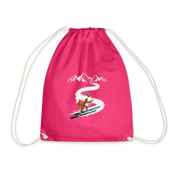 Skitour Tourenski Fuchs Berg Motiv - Turnbeutel - Fuchsia - Vorne