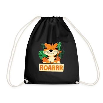 Roarrr Süßer Tiger Raubkatze Kinder - Turnbeutel - Schwarz - Vorne