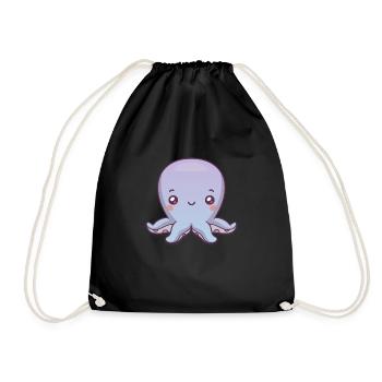 Octopus Cute Cute Kids Octopus - Drawstring Bag - black - Front