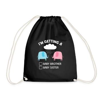 Getting Baby Brother Baby Sister Elephant - Drawstring Bag - black - Front