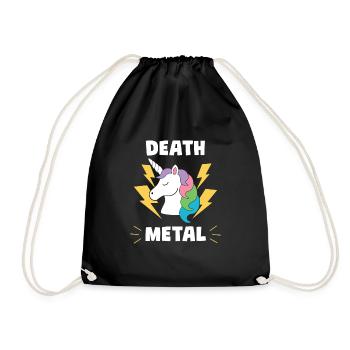 Unicorn Death Metal Sweet Cute - Drawstring Bag - black - Front