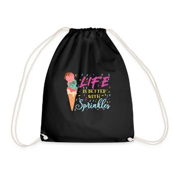 Ice Cream Life Is Better Eiscreme Eis - Drawstring Bag - black - Front