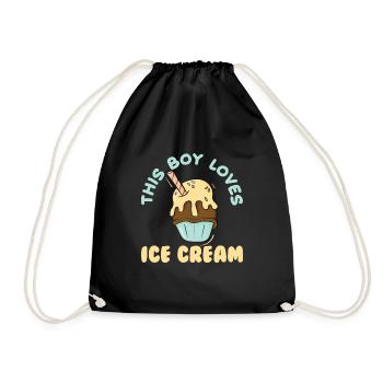 This Boy Loves Ice Cream Eiscreme Eis - Turnbeutel - Schwarz - Vorne