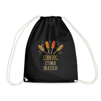Corn Dog Its Meat On A Stick! Corn dog - Drawstring Bag - black - Front