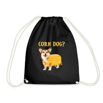 Corn Dog Corgi Hund Corn Dog - Drawstring Bag - black - Front