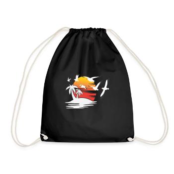 Island Seagull Cute Bird Children - Drawstring Bag - black - Front