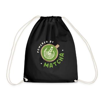 Powered By Matcha Green Tea Japanese - Drawstring Bag - black - Front