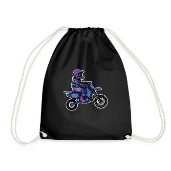 Motocross Kinder Motorrad Biker Bike - Turnbeutel - Schwarz - Vorne