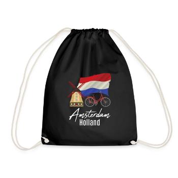 Nehterlands flag windmill Netherlands - Drawstring Bag - black - Front