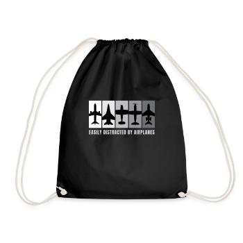 Facilement distrait par les avions Avion - Sac de sport léger - noir - Devant