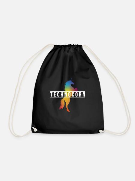 EDM Technocorn Einhorn Festival Musik - Turnbeutel - Schwarz