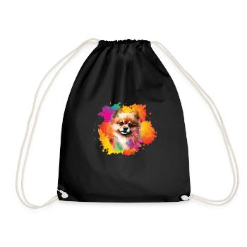 Pomeranian Miniature Spitz Dog Puppy - Drawstring Bag - black - Front