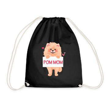 Pom Mom Pomeranian Pomeranian Pomeranian Pomeranian Pomer - Drawstring Bag - black - Front
