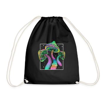 Psychedelic Fungi Festival EDM Music - Drawstring Bag - black - Front