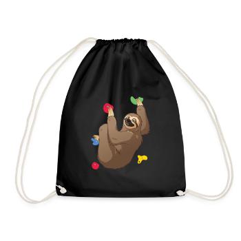 Cat Sloth Climbing Mountaineering - Drawstring Bag - black - Front