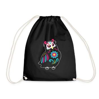Dia de Los Muertos Owl Owls Mexico - Drawstring Bag - black - Front