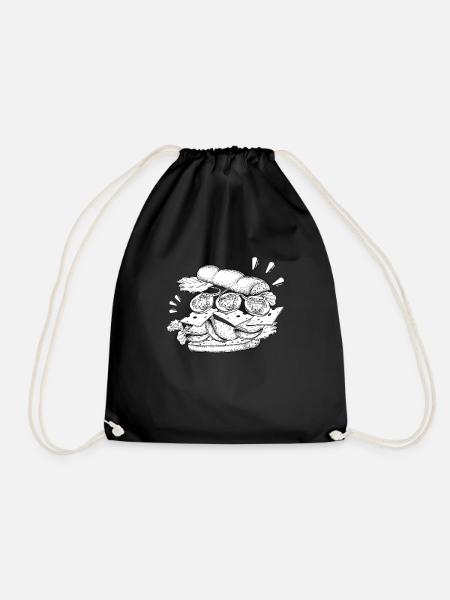 Sandwich Retro Fast Food - Turnbeutel - Schwarz