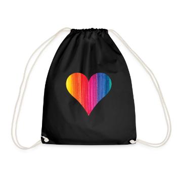 Rainbow Heart LGBTQ Gay Gay Gay - Drawstring Bag - black - Front