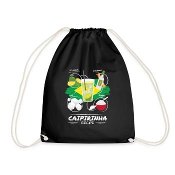 Caipirinha Recipe Cocktail Alcohol Party - Drawstring Bag - black - Front