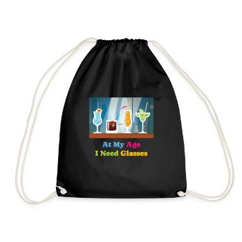 I Need Glasses Cocktail Alcohol - Drawstring Bag - black - Front