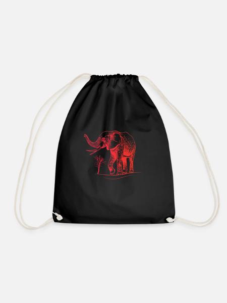 Elephant Kids Red Elephant - Drawstring Bag - black