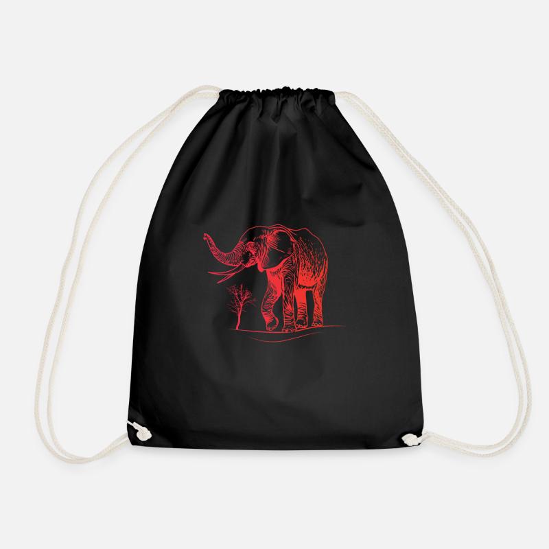 Elephant Kids Red Elephant - Drawstring Bag - black