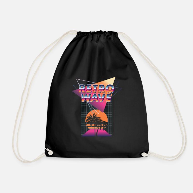 Retrowave Synthesizer Musik Synthi Retro - Turnbeutel - Schwarz