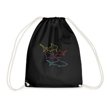 Requin Poisson Requin coloré - Sac de sport léger - noir - Devant