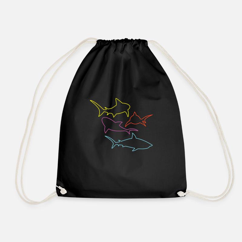 Requin Poisson Requin coloré - Sac de sport léger - noir