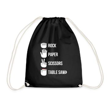 Rock Paper Scissors Table Saw Carpenter - Drawstring Bag - black - Front