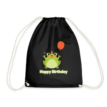 Hoppy Birthday Frog Frogs Kids - Drawstring Bag - black - Front