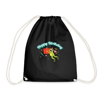 Hoppy Birthday Frog Frogs Kids - Drawstring Bag - black - Front