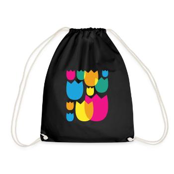 Tulpen Retro Florist Blumen Tulpe - Turnbeutel - Schwarz - Vorne