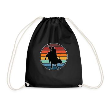 Retro Bullriding Amerika Bullenreiten - Turnbeutel - Schwarz - Vorne