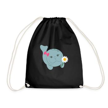 Manatee Cute Manatee Manatee Manatee - Drawstring Bag - black - Front
