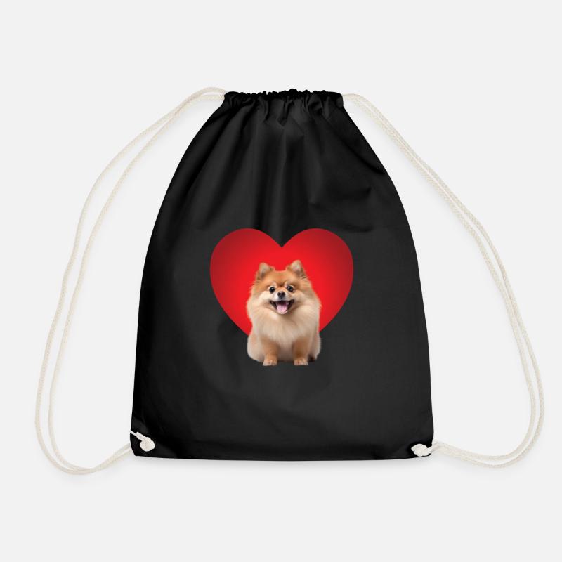 Pomeranian Herz Zwergspitz Hund Hündchen - Turnbeutel - Schwarz