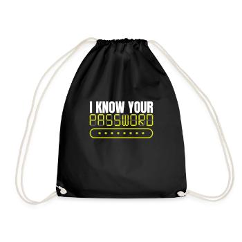 I Know Your Password Hack Programmer - Drawstring Bag - black - Front