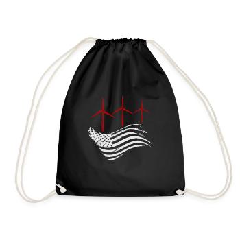 Wind Power America Wind Wind Energy - Drawstring Bag - black - Front