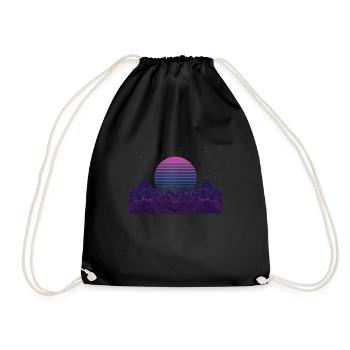 Sunset Synthwave Retro Music 80s - Drawstring Bag - black - Front