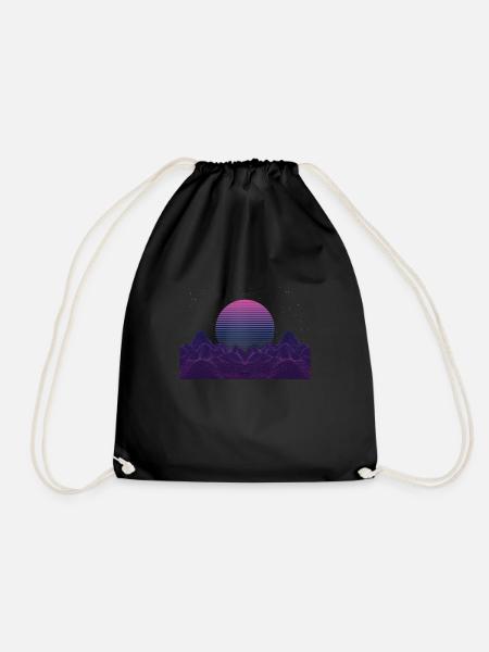 Coucher de soleil Synthwave Retro Music des années 80 - Sac de sport léger - noir