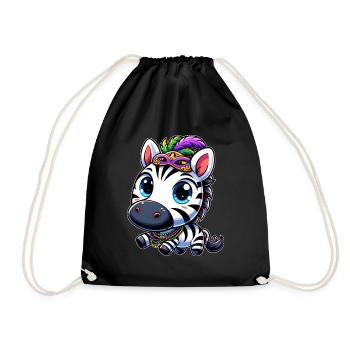Carnival Zebra: Mardi Gras with Mask - Drawstring Bag - black - Front