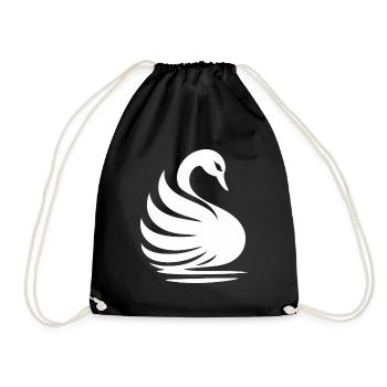 Elegante Schwan-Silhouette: Anmut auf dem Wasser - Turnbeutel - Schwarz - Vorne