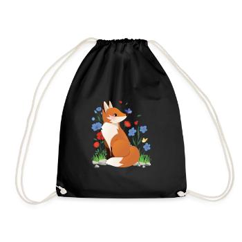 Fuchs Cottagecore Naturecore Kinder - Turnbeutel - Schwarz - Vorne