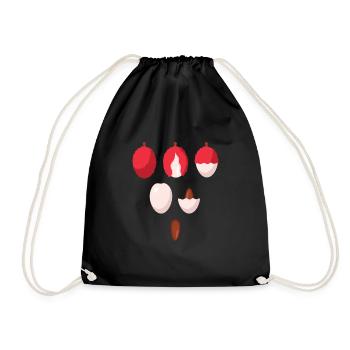 Lychee Früchte Litschi Exotische Frucht - Turnbeutel - Schwarz - Vorne