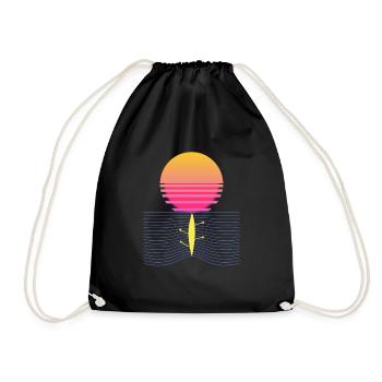 Rowing Retro Rowing Boat Rowing Sunset - Drawstring Bag - black - Front