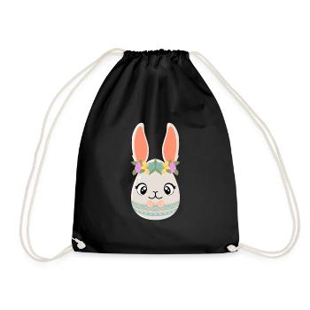 Hase Frühling Osterei Osterhase Ostern - Turnbeutel - Schwarz - Vorne