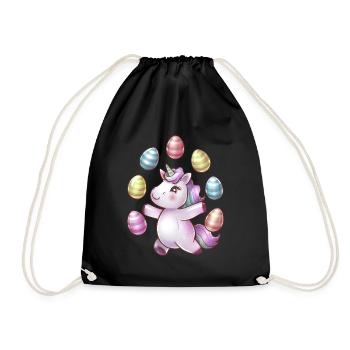 Unicorn Easter Egg Juggling - Drawstring Bag - black - Front