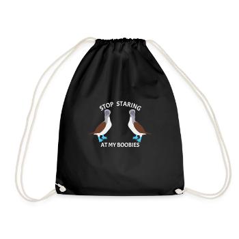 Stop Staring Boobies Blue-footed Booby Bird - Drawstring Bag - black - Front