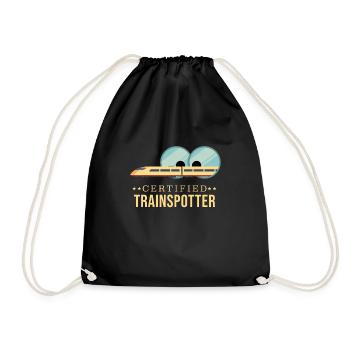 Certified Trainspotter Train Observation - Drawstring Bag - black - Front