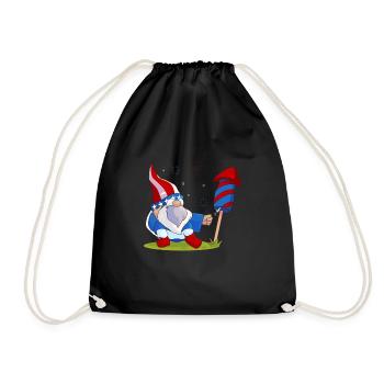 Liebenswerter Gnome Feuerwerk Amerika - Turnbeutel - Schwarz - Vorne